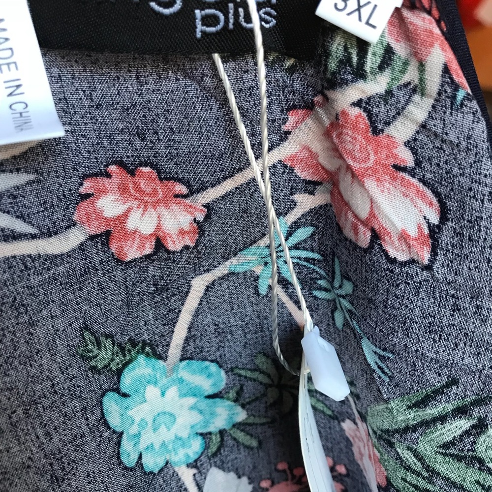 Plus Size Blue Floral Cardigan Kimono Duster NWT - Picture 5 of 7